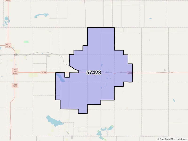 Map of ZIP Code 57428 — Bowdle, SD