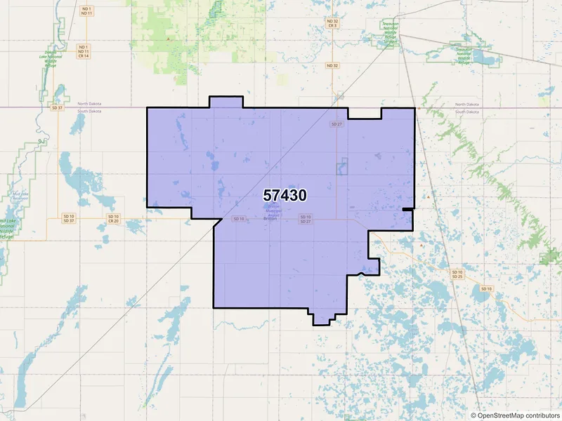 Map of ZIP Code 57430 — Britton, SD