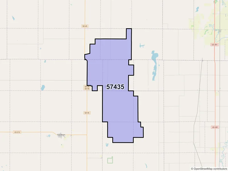 Map of ZIP Code 57435 — Cresbard, SD