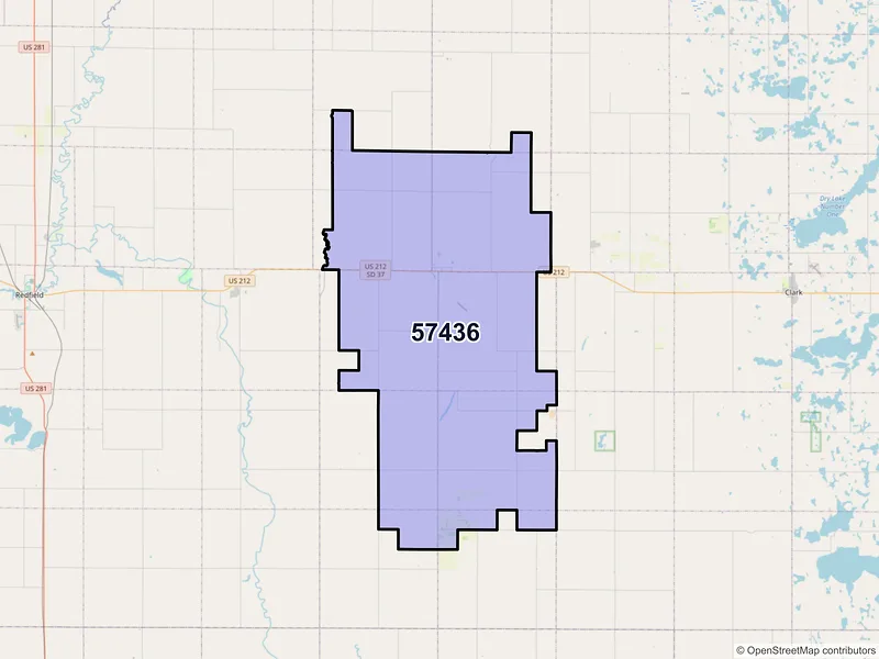 Map of Doland, South Dakota and ZIP codes