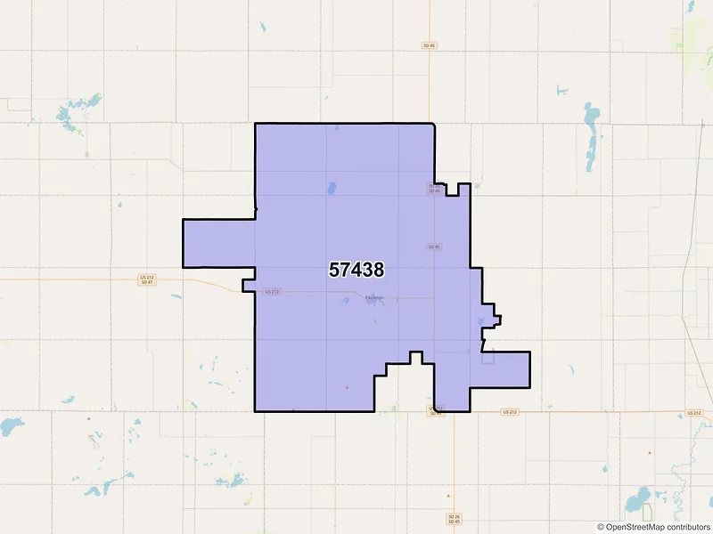 Map of ZIP Code 57438 — Faulkton, SD
