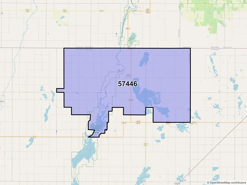 Map of Hecla, South Dakota and ZIP codes