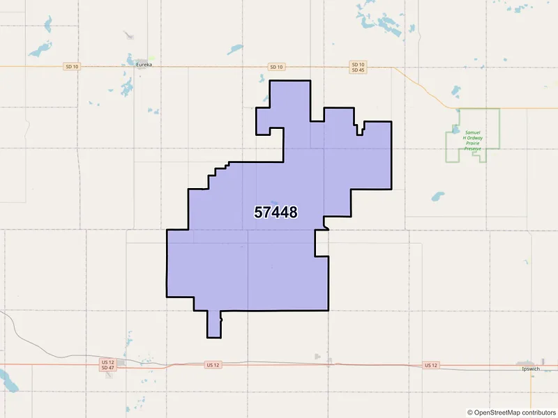 Map of ZIP Code 57448 — Hosmer, SD