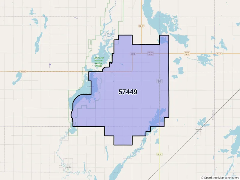 Map of Houghton, South Dakota and ZIP codes