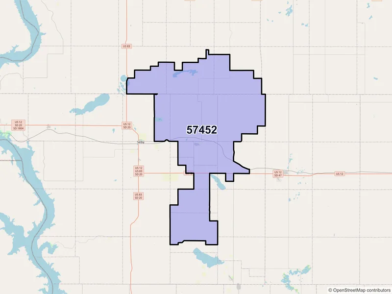 Map of ZIP Code 57452 — Java, SD