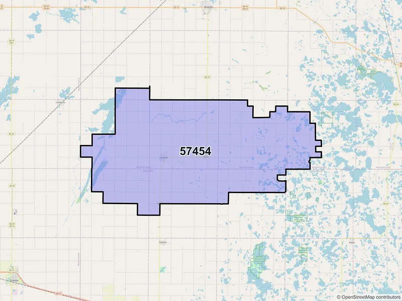 Map of ZIP Code 57454 — Langford, SD