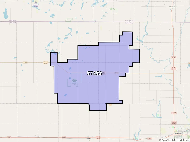 Map of ZIP Code 57456 — Leola, SD