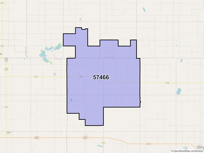 Map of ZIP Code 57466 — Onaka, SD