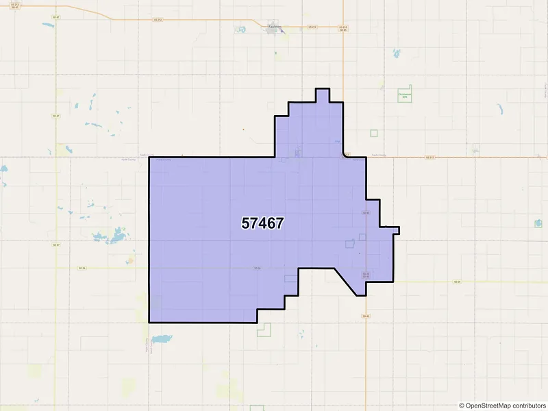 Map of ZIP Code 57467 — Orient, SD