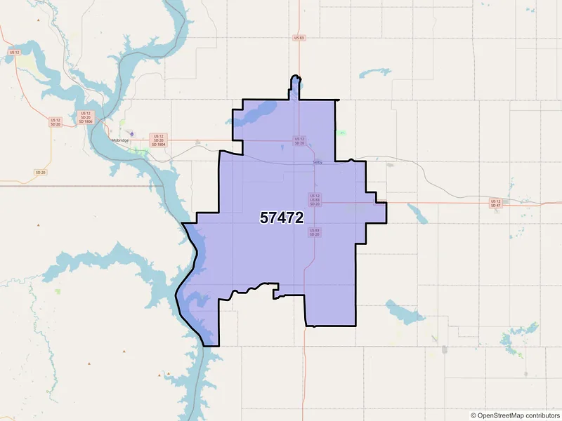 Map of ZIP Code 57472 — Selby, SD