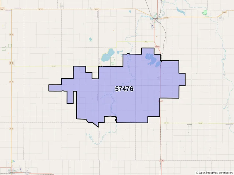 Map of ZIP Code 57476 — Tulare, SD