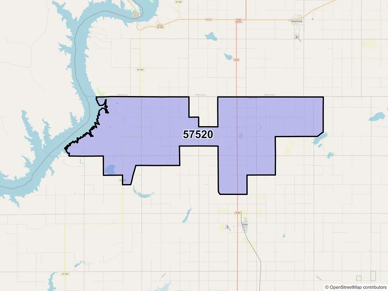 Map of ZIP Code 57520 — Agar, SD