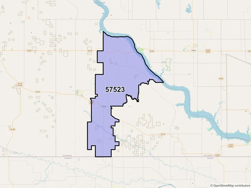 Map of ZIP Code 57523 — Burke, SD
