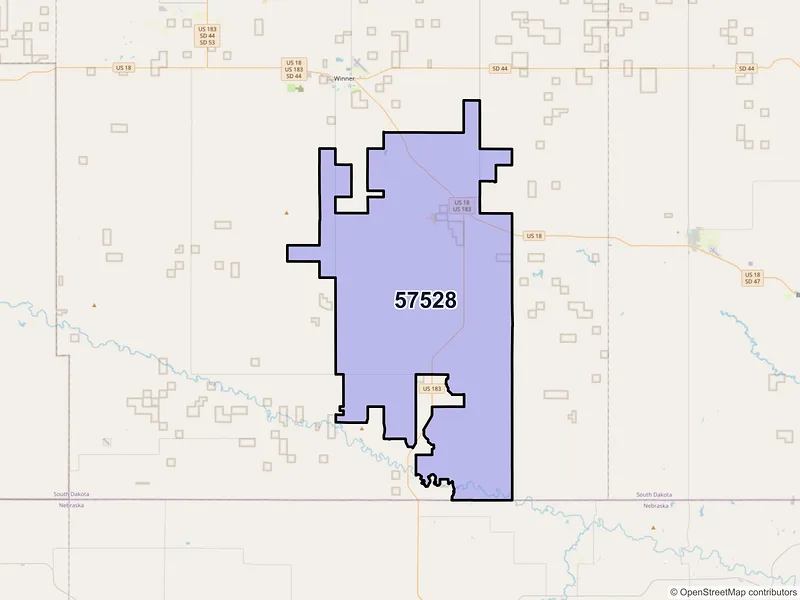 Map of ZIP Code 57528 — Colome, SD