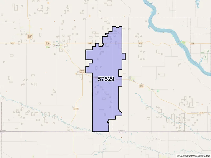 Map of ZIP Code 57529 — Dallas, SD