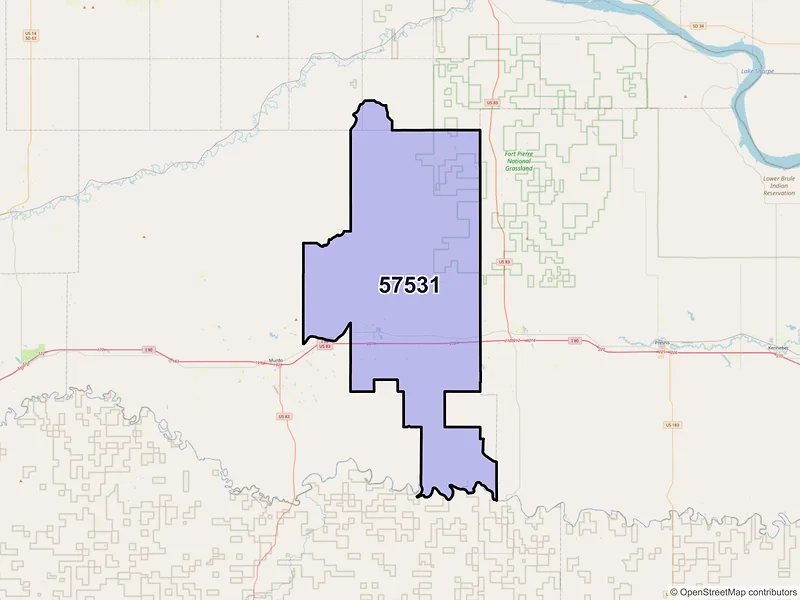 Map of ZIP Code 57531 — Draper, SD