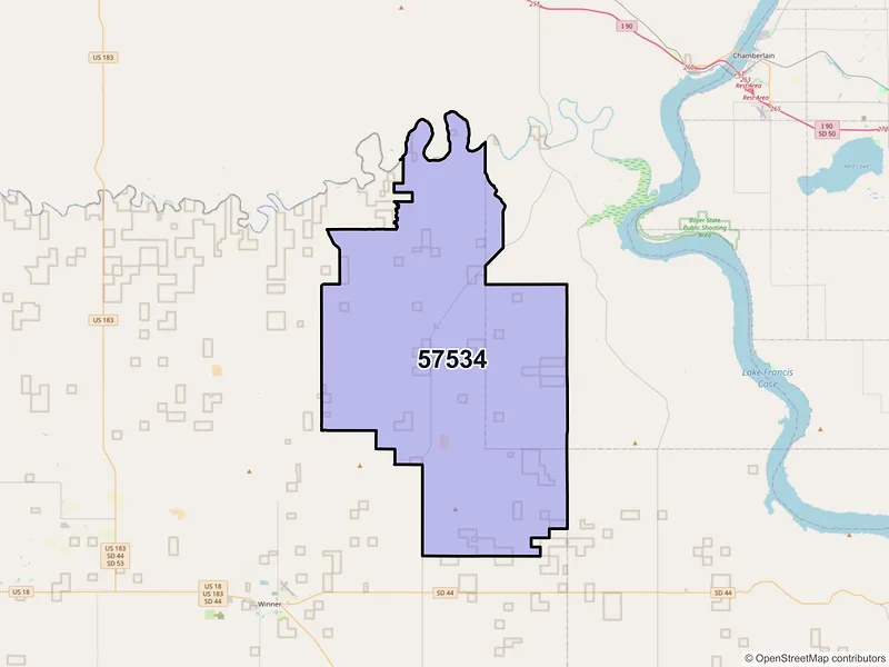 Map of Hamill, South Dakota and ZIP codes