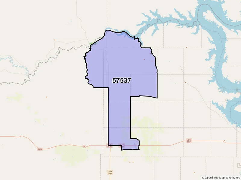 Map of Hayes, South Dakota and ZIP codes