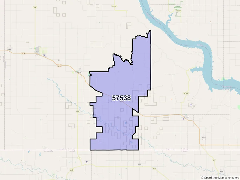 Map of ZIP Code 57538 — Herrick, SD