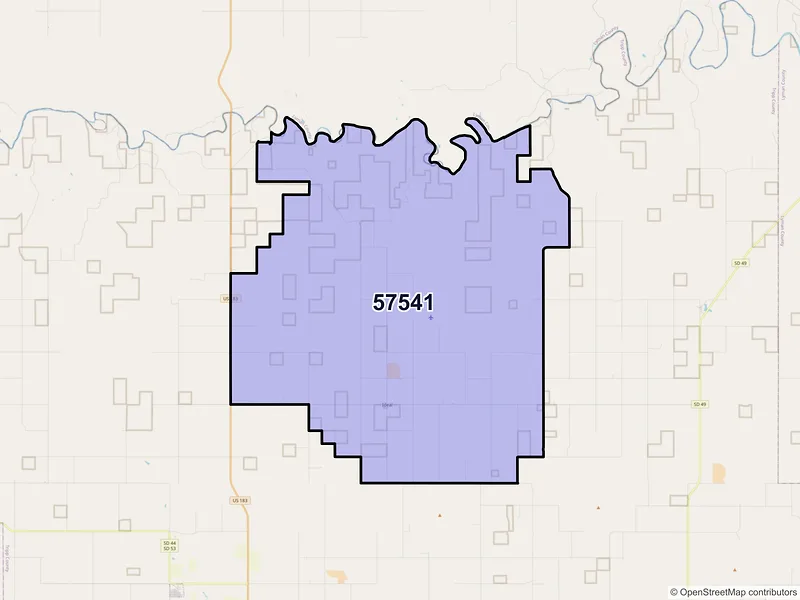 Map of ZIP Code 57541 — Ideal, SD