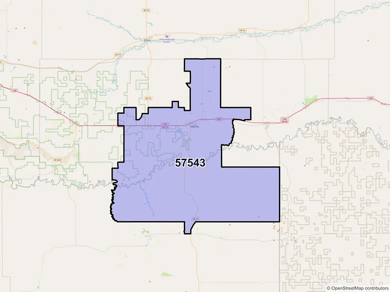 Map of ZIP Code 57543 — Kadoka, SD