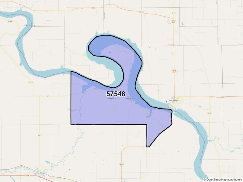Map of ZIP Code 57548 — Lower Brule, SD