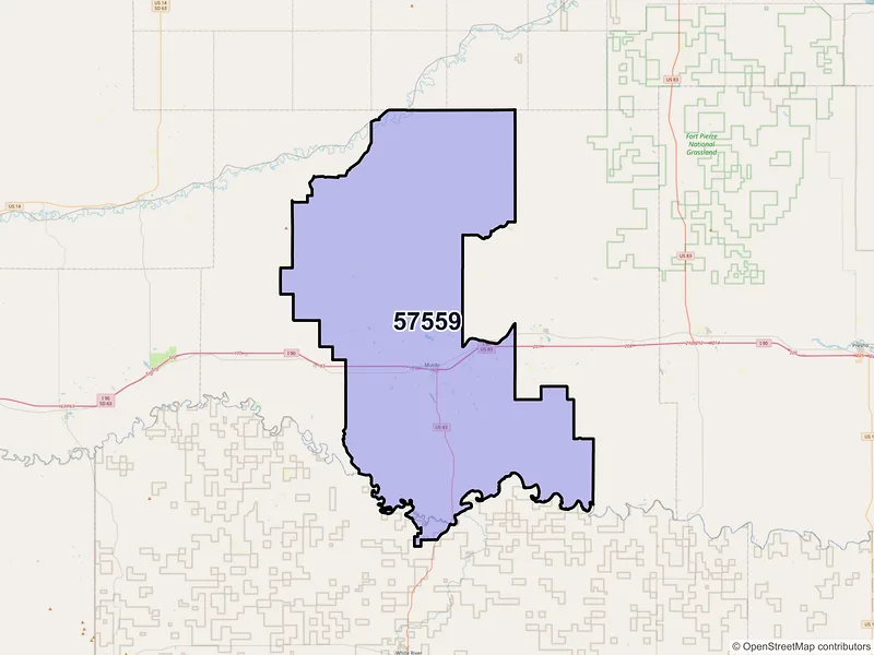 Map of ZIP Code 57559 — Murdo, SD