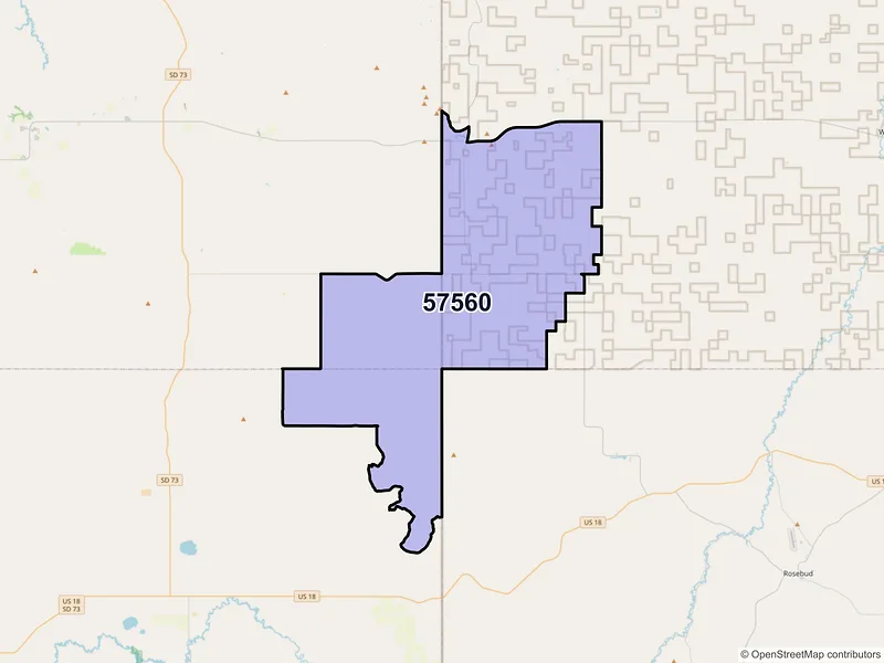 Map of ZIP Code 57560 — Norris, SD