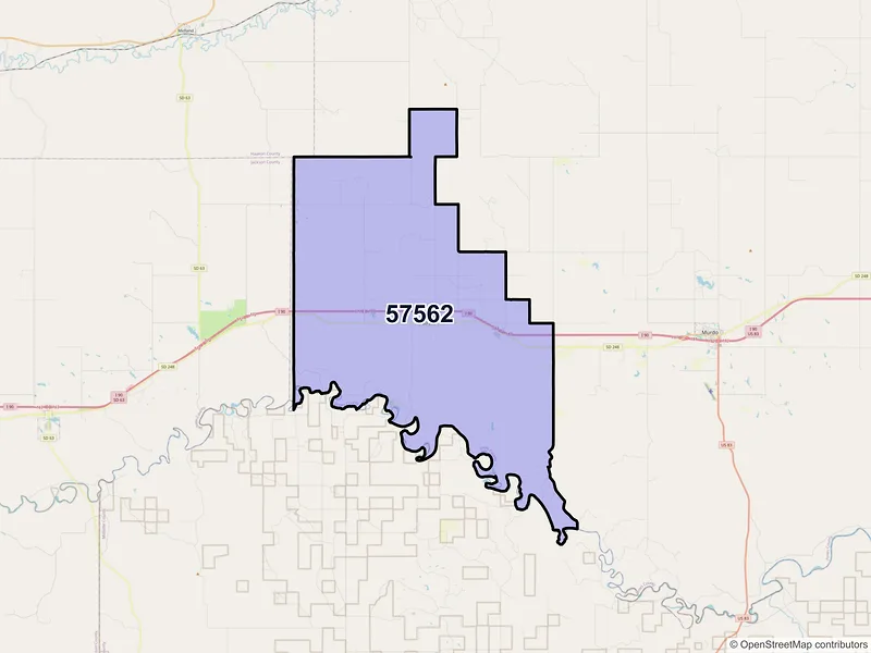 Map of ZIP Code 57562 — Okaton, SD