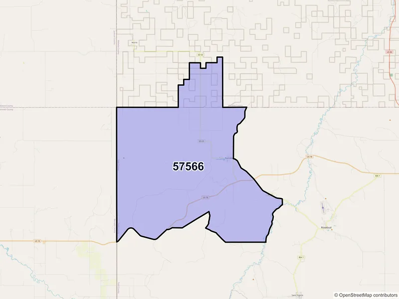 Map of ZIP Code 57566 — Parmelee, SD