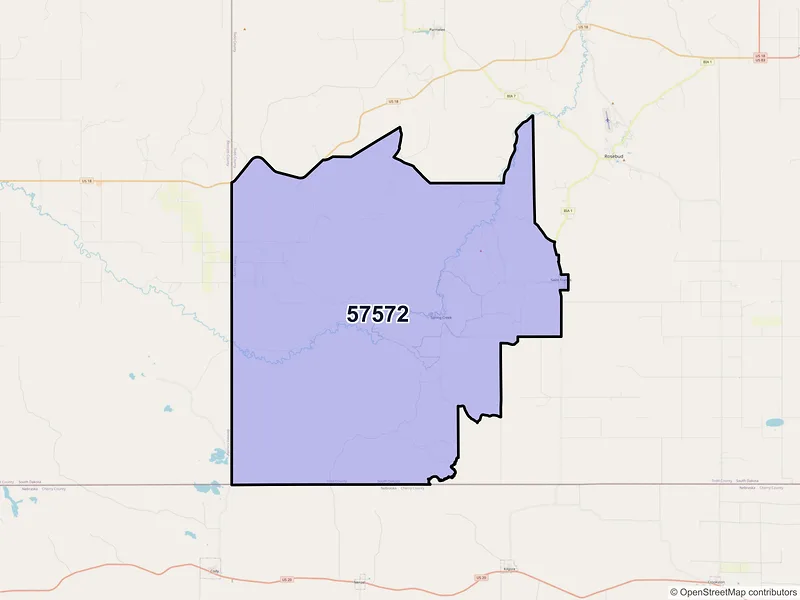 Map of ZIP Code 57572 — Saint Francis, SD