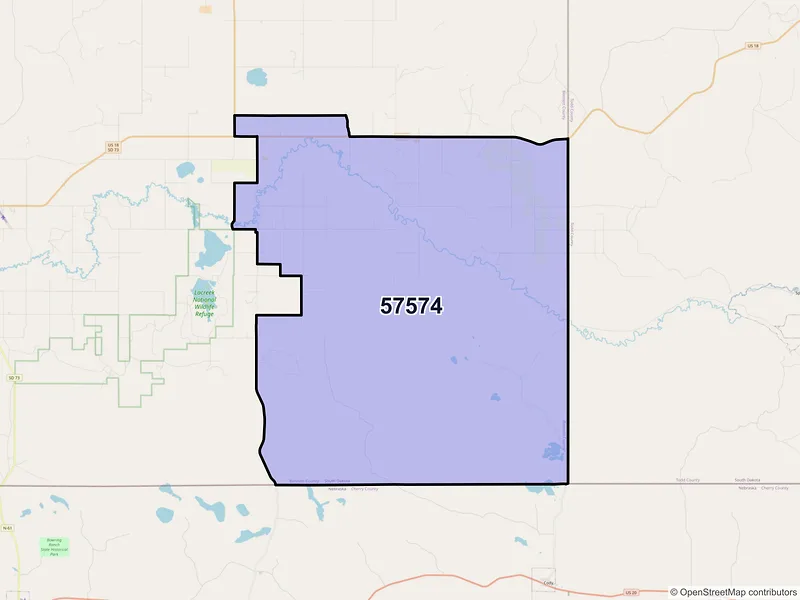 Map of Tuthill, South Dakota and ZIP codes