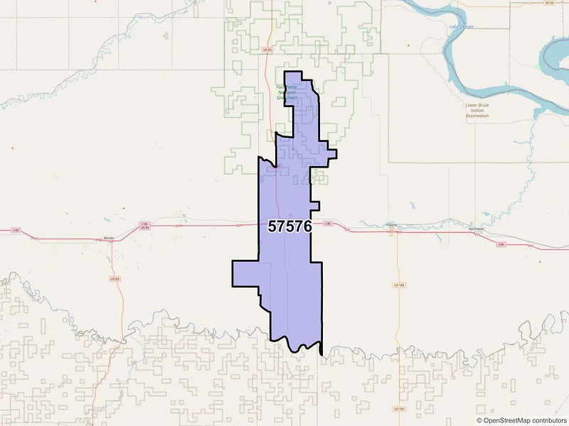 Map of ZIP Code 57576 — Vivian, SD
