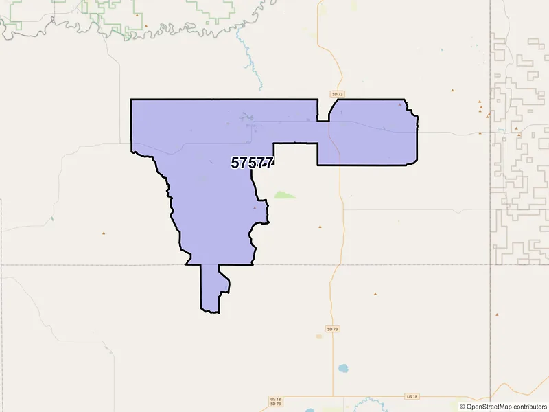 Map of ZIP Code 57577 — Wanblee, SD