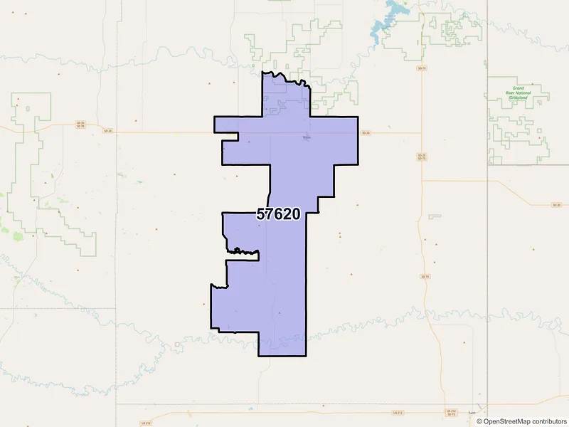 Map of Bison, South Dakota and ZIP codes