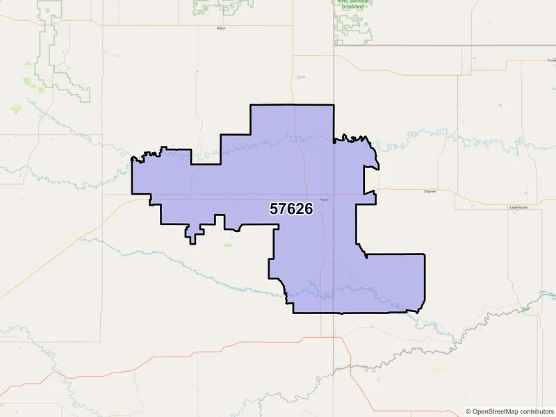 Map of Faith, South Dakota and ZIP codes