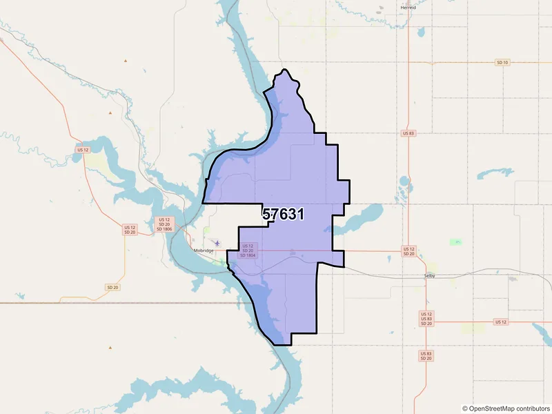 Map of ZIP Code 57631 — Glenham, SD