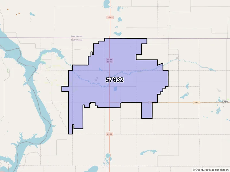 Map of Herreid, South Dakota and ZIP codes