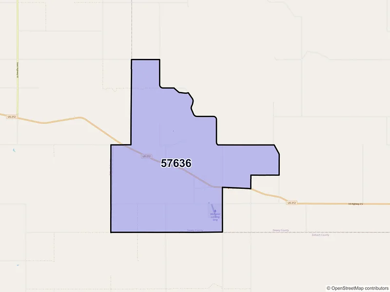 Map of Lantry, South Dakota and ZIP codes