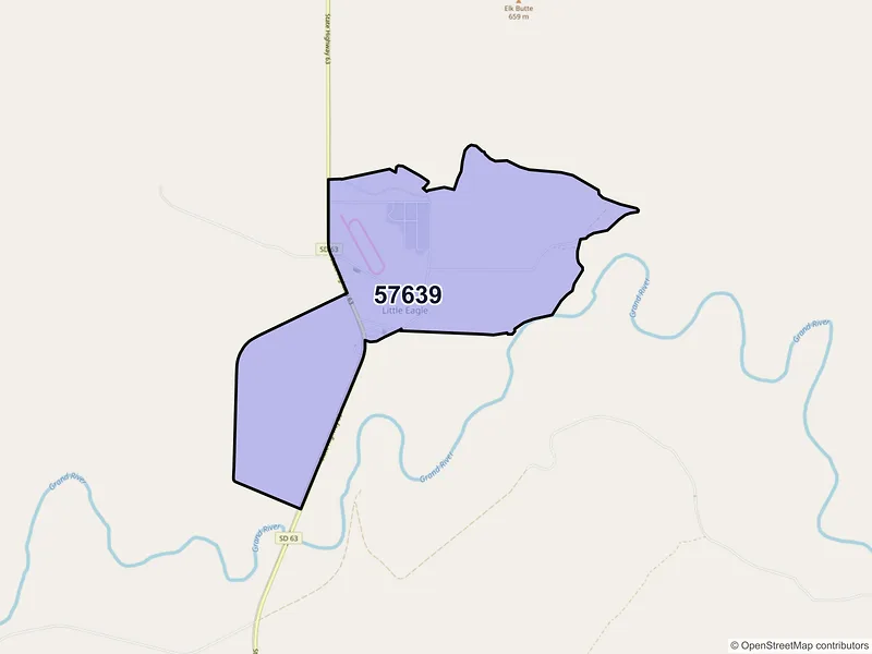 Map of Little Eagle, South Dakota and ZIP codes