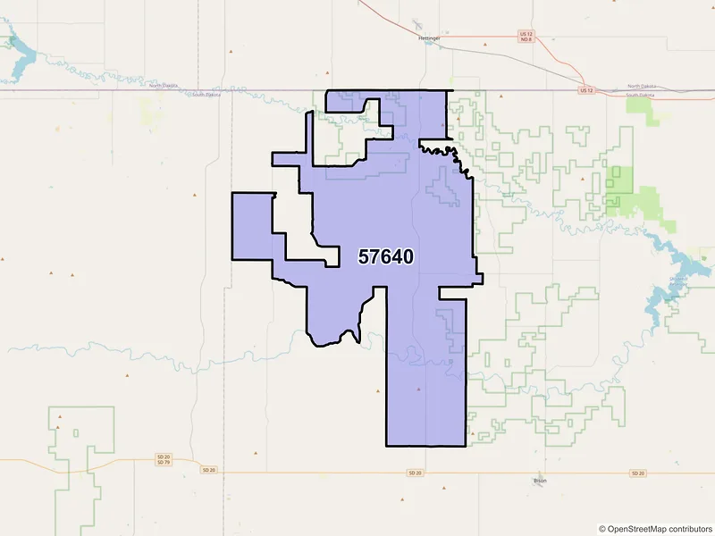 Map of ZIP Code 57640 — Lodgepole, SD