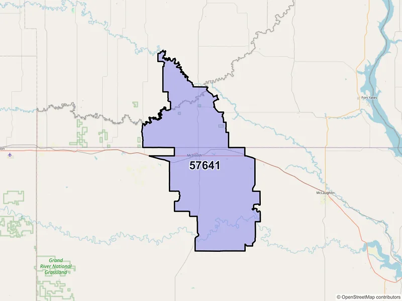 Map of ZIP Code 57641 — Mc Intosh, SD