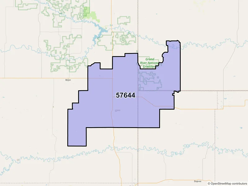 Map of ZIP Code 57644 — Meadow, SD
