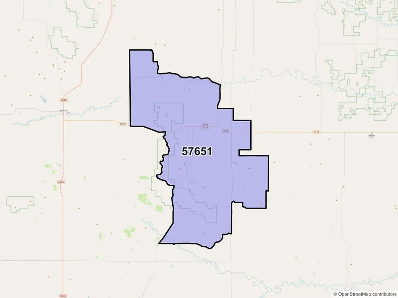 Map of Reva, South Dakota and ZIP codes