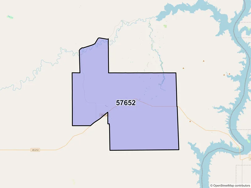 Map of ZIP Code 57652 — Ridgeview, SD