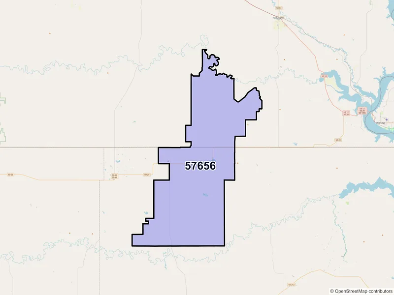 Map of ZIP Code 57656 — Timber Lake, SD