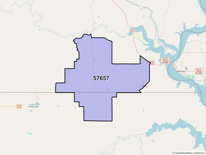Map of Trail City, South Dakota and ZIP codes
