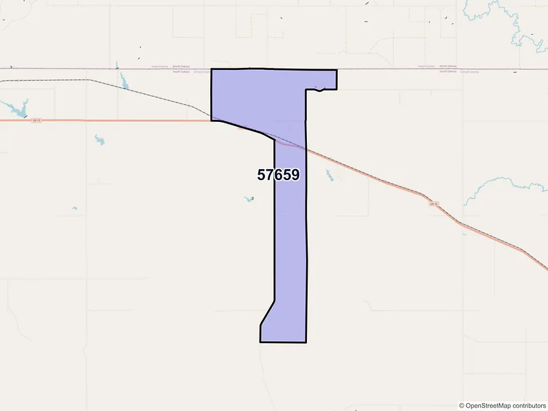 Map of ZIP Code 57659 — Walker, SD