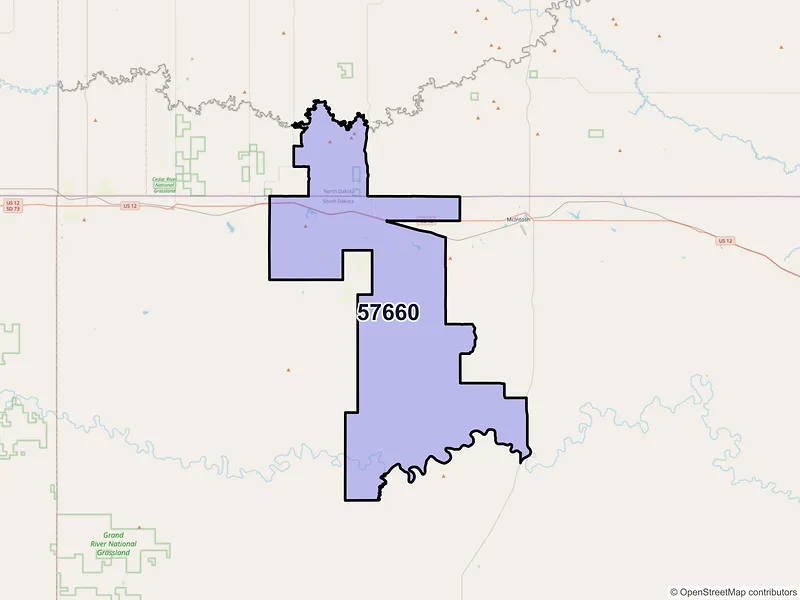 Map of ZIP Code 57660 — Watauga, SD