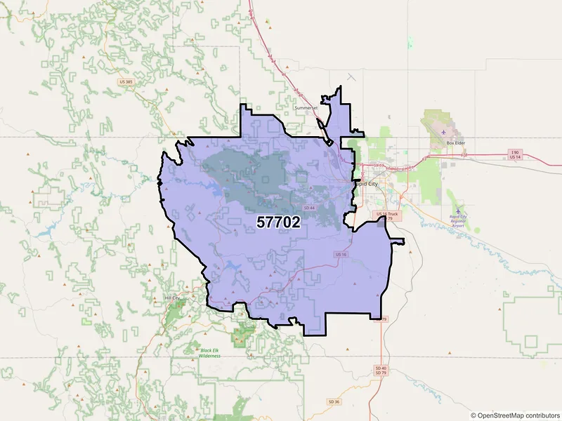 Map of ZIP Code 57702 — Rapid City, SD